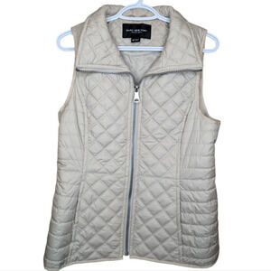 MARC New  York Cream Beige Quilted Zip Up Collared Vest Woman Medium